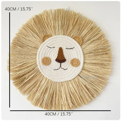 cotton thread woven lion wall hanging for nursery
