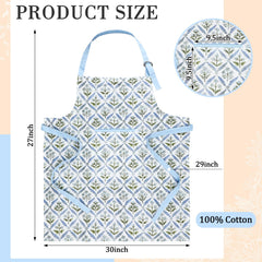 Cotwinter cotton kitchen apron with pocket adjustable neck ties
