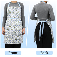 Vintage block print apron blue green floral design