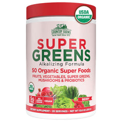 Country Farms Organic Super Greens Powder Berry Flavor packaging