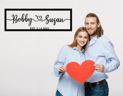 Couple names heart sign for master bedroom