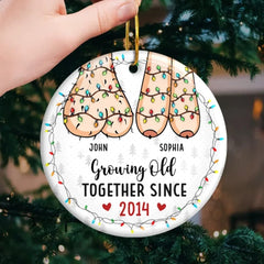 Ceramic round ornament 3inch diameter ready to hang