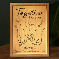 Personalized names and dates on frame light box