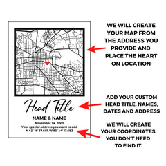 Couples map birthday gift decor