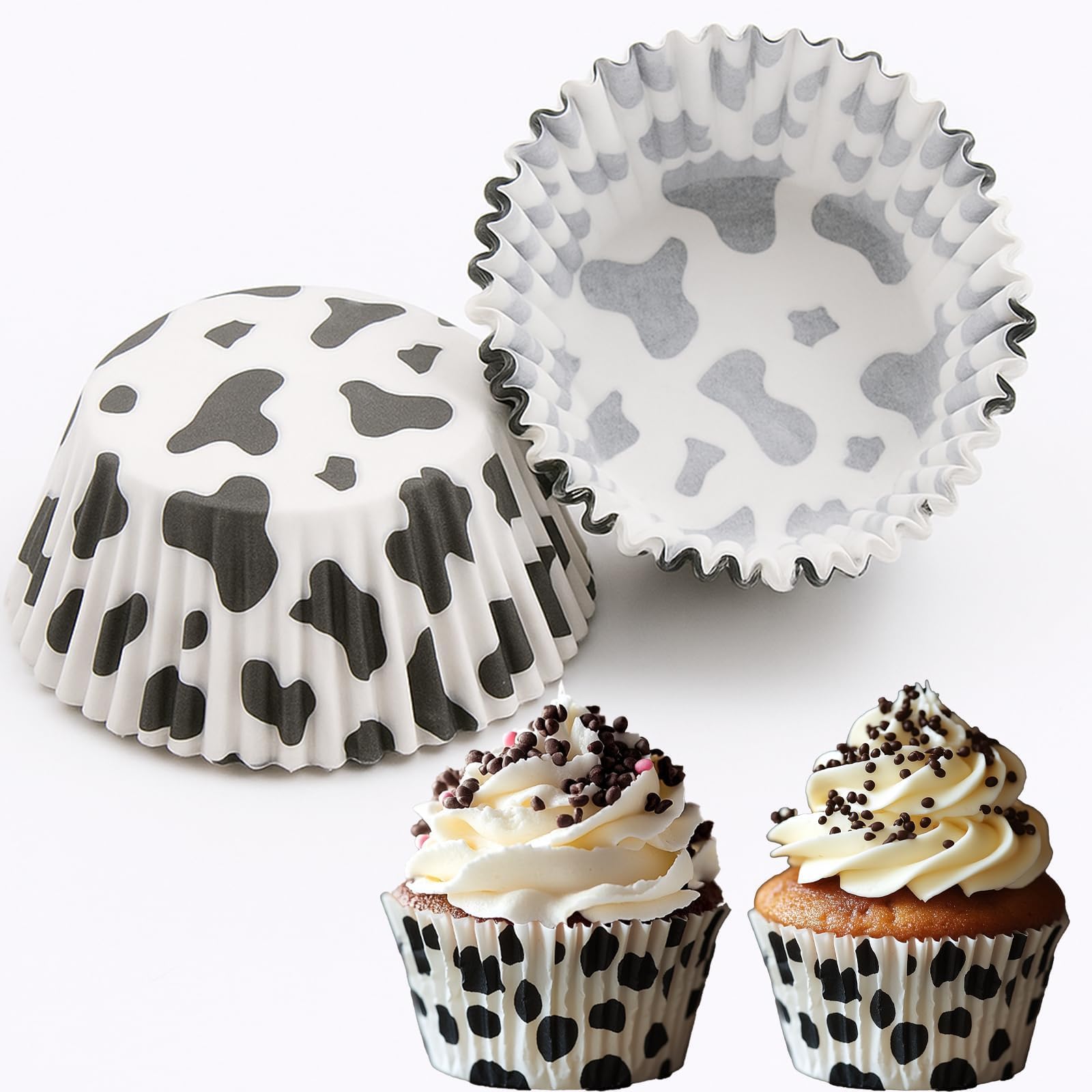 bulk 300 piece cow print cupcake liners