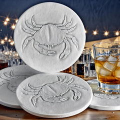 Set of 4 Crab Absorbent Drink Coasters USA made