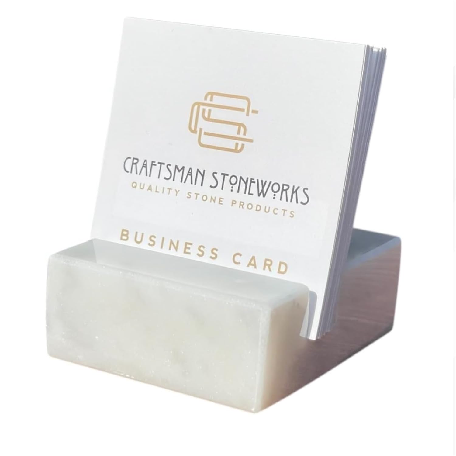 Craftsman Stoneworks business card holder Italian Carrara marble