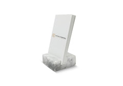 Craftsman Stoneworks vertical business card holder in white Carrara marble