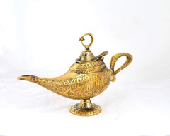 Solid brass one piece aladin lamp decorative piece