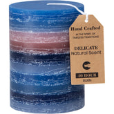 CraftyCrocodile navy blue decorative scented pillar candle 3x4 inches