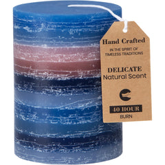 CraftyCrocodile navy blue decorative scented pillar candle 3x4 inches