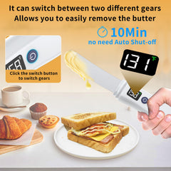 Jam spreading with butter knife spreader on counter