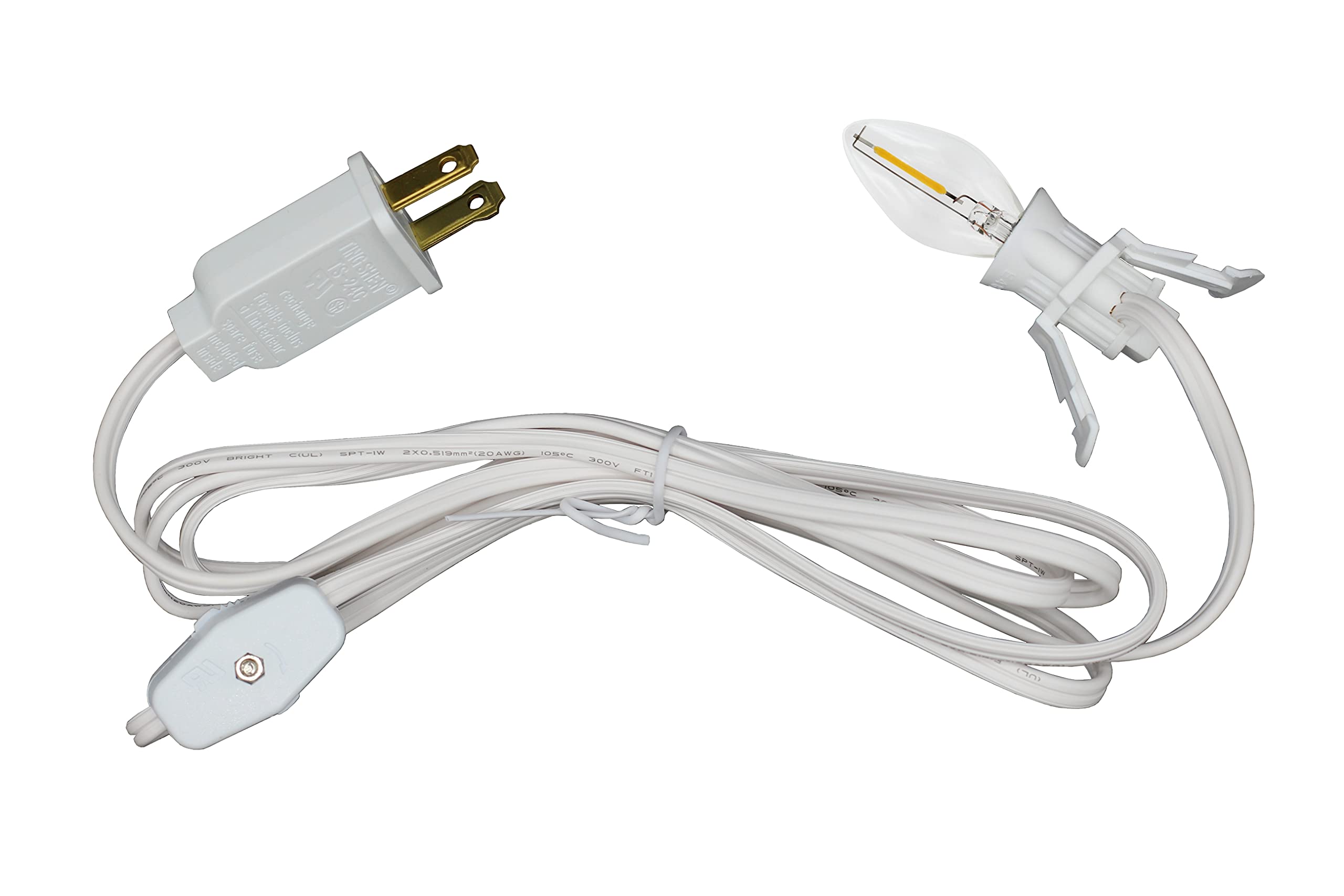 Creative Hobbies clip in lamp cord for Christmas village houses 6ft white cord