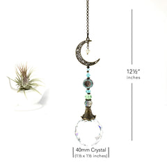 Crescent Moon Crystal Sun Catcher 40mm close up