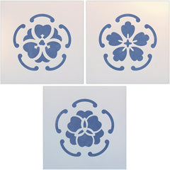 Crest Flowers Stencil Set 4x4 Japanese flower stencil pack