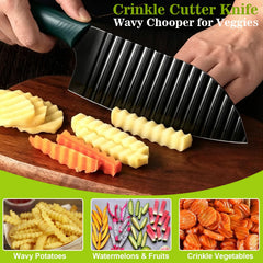 Crinkle cutter for veggies with extra peeler included