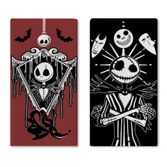 Croar Halloween Jack Kitchen Dish Towels set of 2 front view with vivid patterns