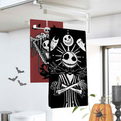 Croar Halloween Jack Kitchen Dish Towels back loops polyamide detail
