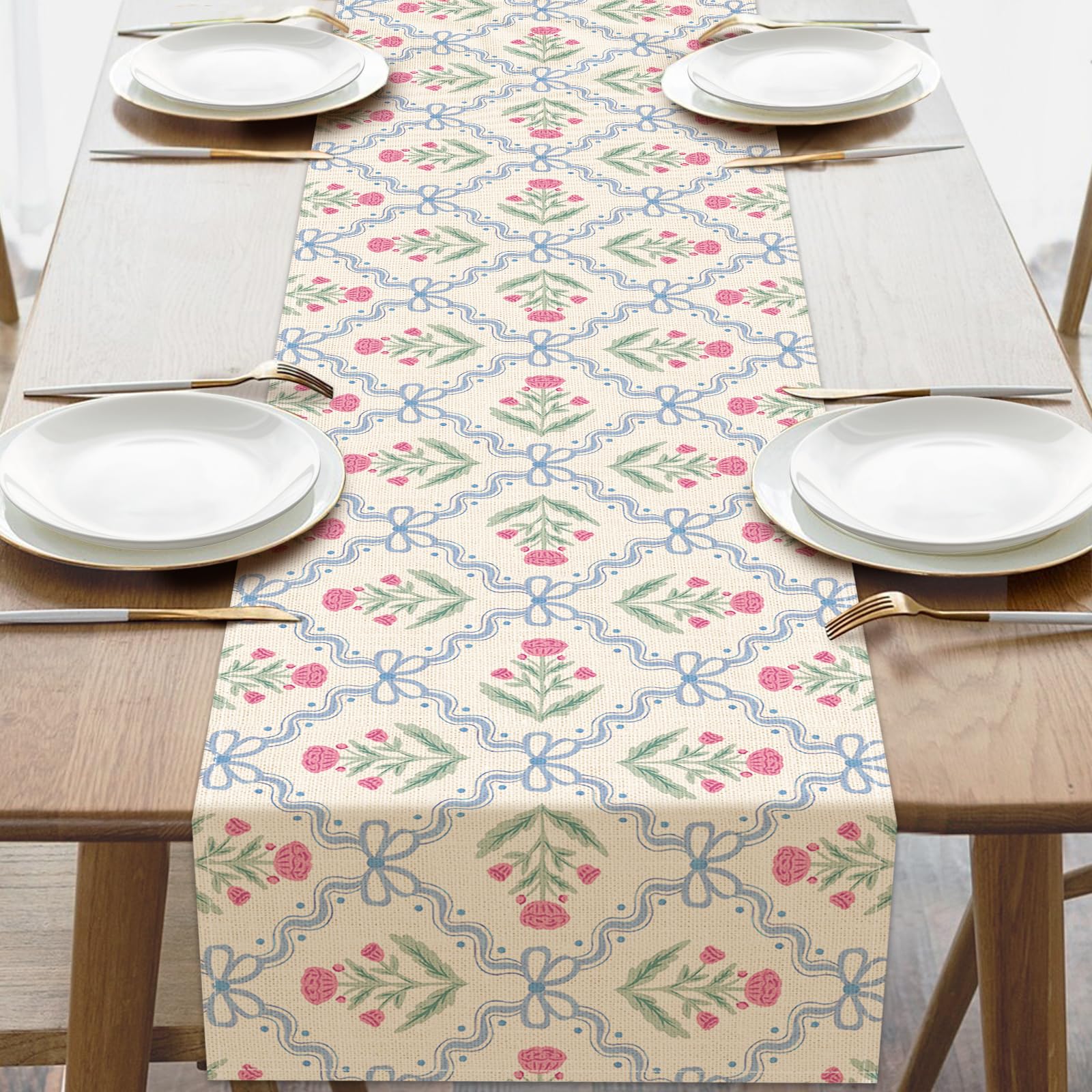 Croar vintage floral dining table runner 13x72 inches