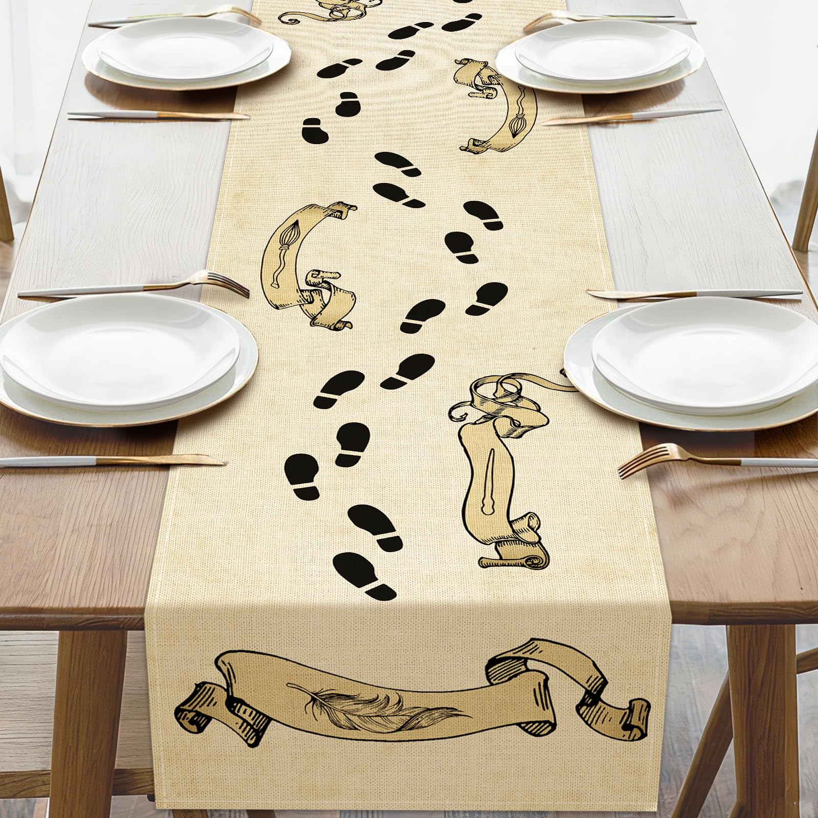 Croar Vintage Footprint Map Dining Table Runner product image
