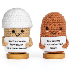 Two crochet coffee beans image for 2-pcs gift set