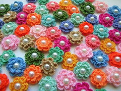 Assorted colors crochet flower appliques 1 inch
