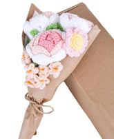 crochet flower bouquet with greeting card pink roses