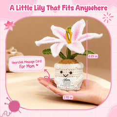 Handmade lily crochet mom gift detailing