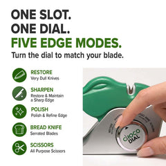 Croco Dial Knife Sharpener in use on straight-edge knives