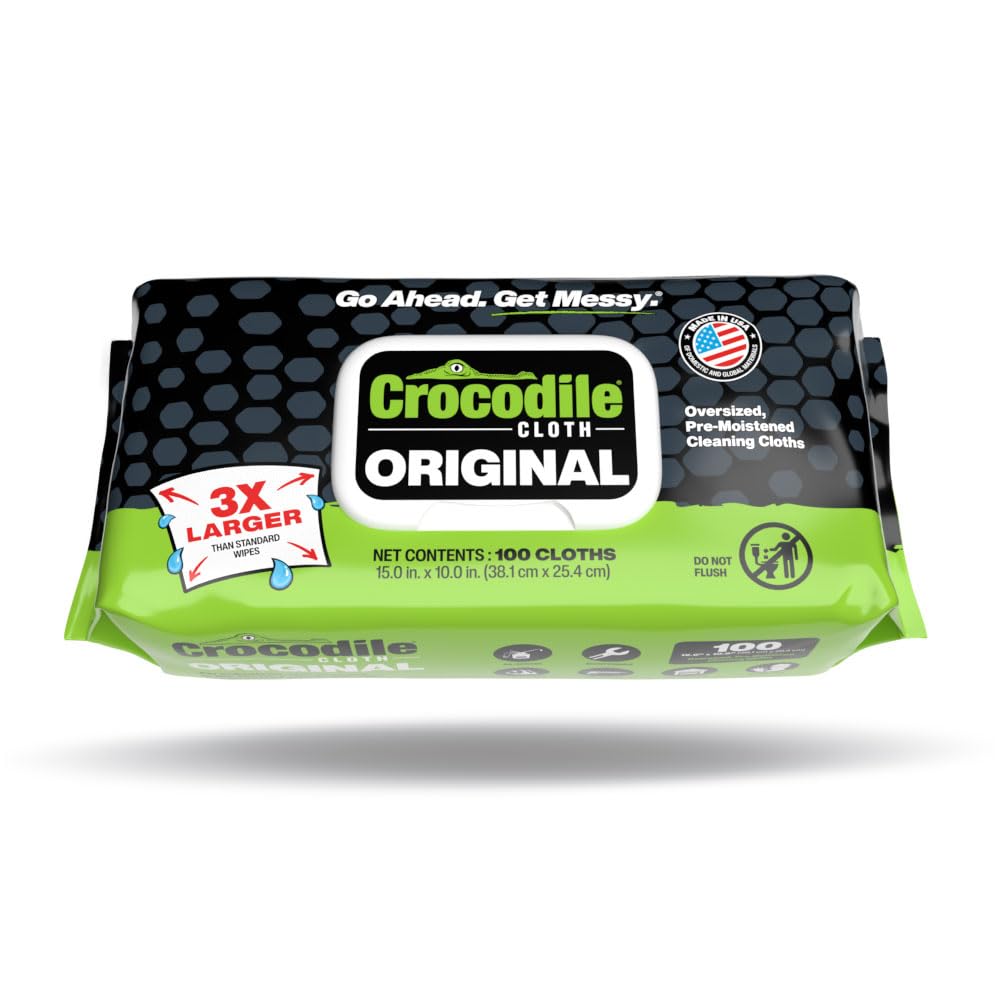 Crocodile Cloth Original Heavy-Duty Hand & Tool Wipes 100 Count packaging