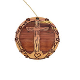 Cross and Heart Cedar Ornament 1/4in raw cedar