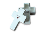 Cross Keepsake Box front view in earthenware