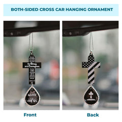 Adjustable brown leather cord cross ornament