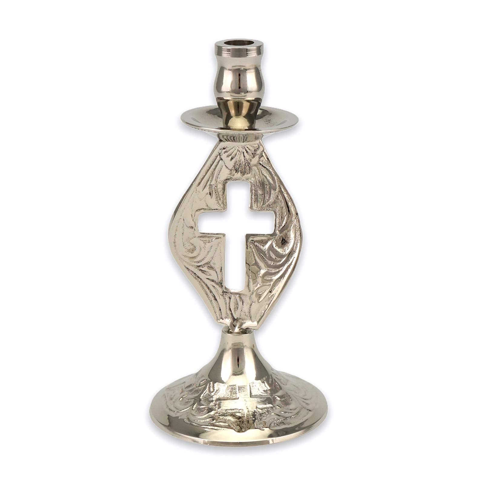 Cross shape brass candle holder height 11 cm 4.33 inch