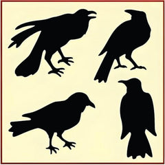 Crow Flock 1 Stencil Template 3.5x4 inch size image