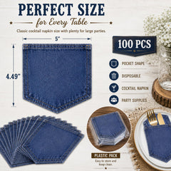 Crtiin denim pocket napkins packaging arrangement