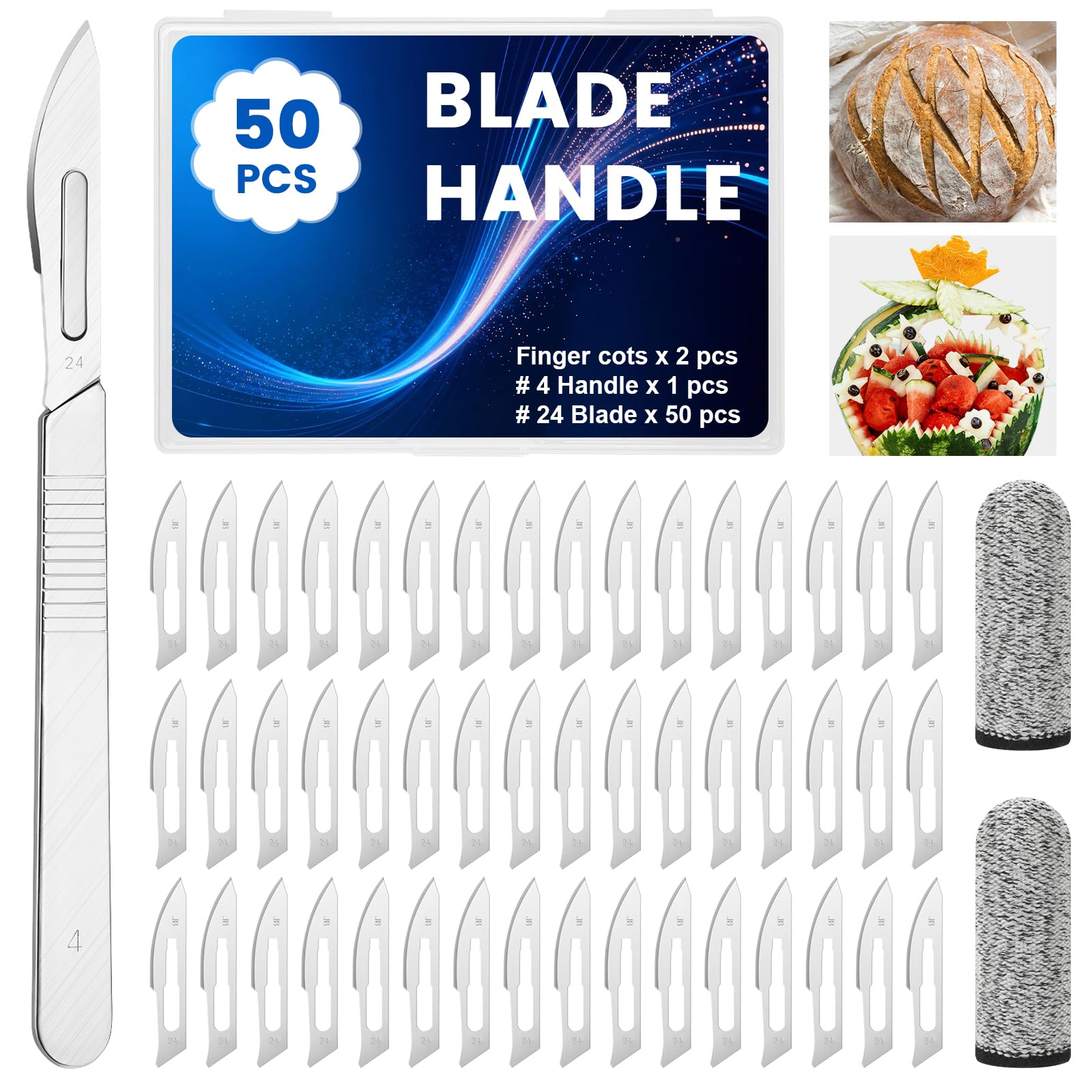CRUIFU bread lame with 50 blades and handle size four