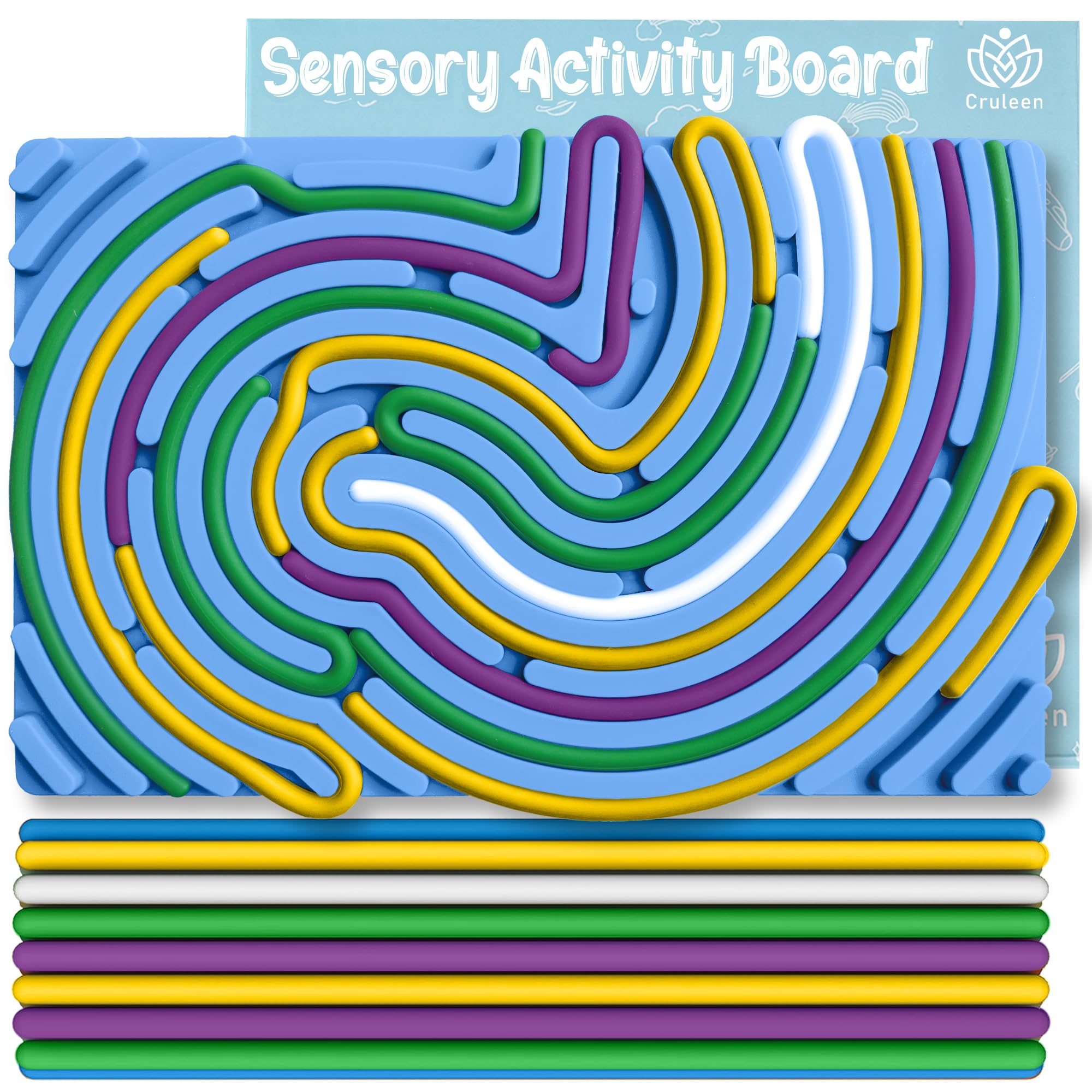Cruleen sensory board for kids with silicone ropes and travel bag