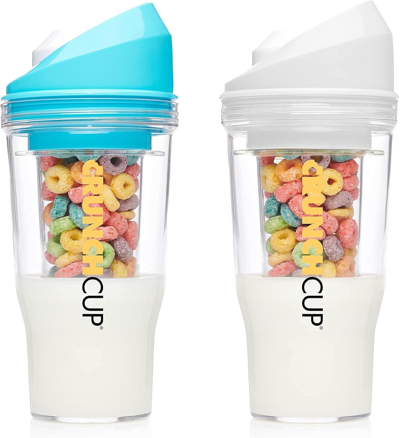 CRUNCHCUP blue and white cereal tumbler set with two cups