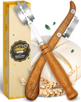 CRUSTLOVE Bread Lame 2-Piece Set with straight sourdough knife and curved lame