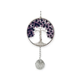 Crystal sun catcher tree of life with amethyst crystals and 30mm prism
