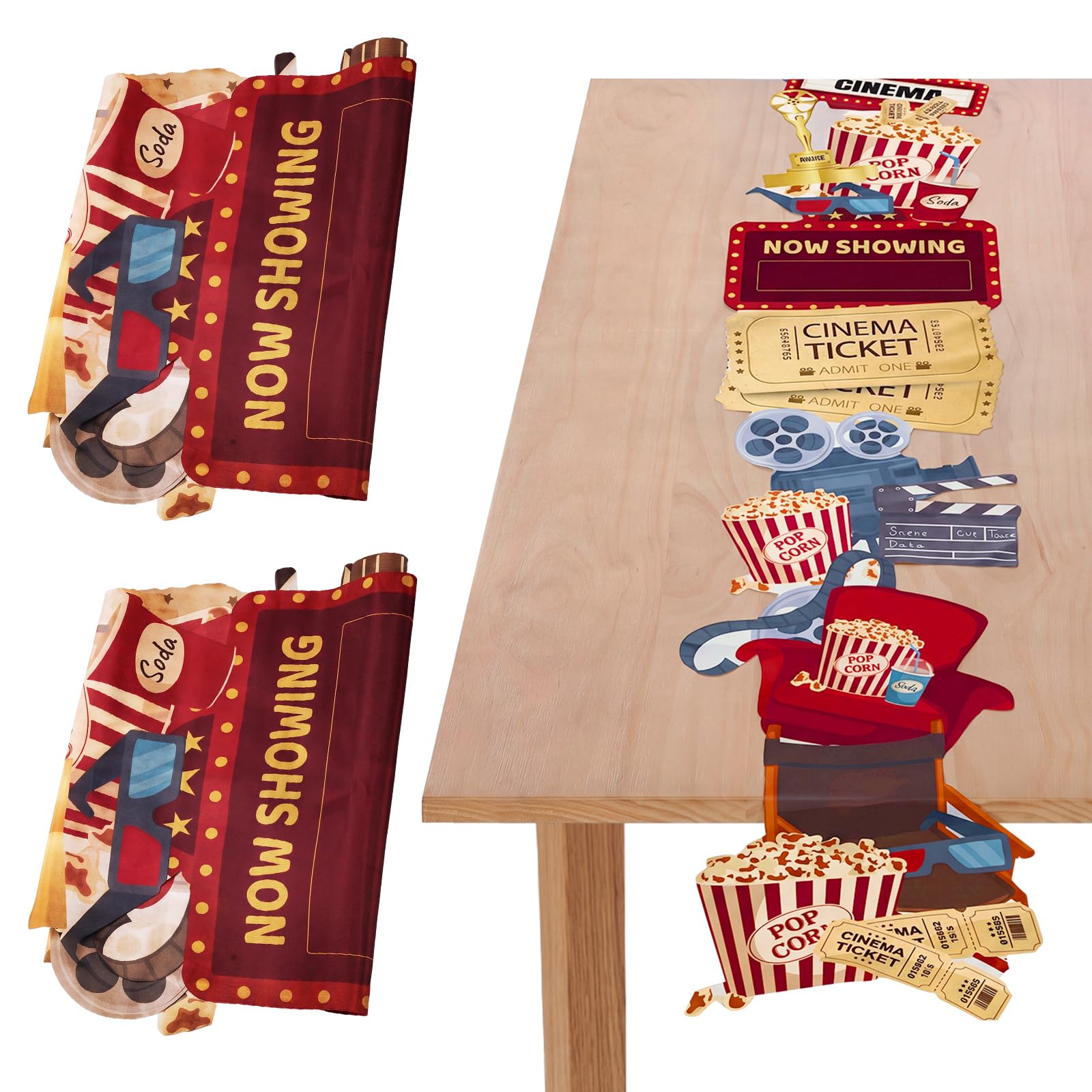 CrystalSylara two piece movie night table runner 13x72 gold color