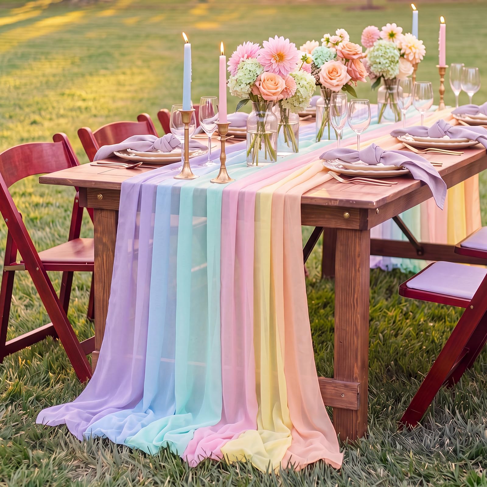 CrystalSylara six pastel chiffon table runners 30 x 300 cm