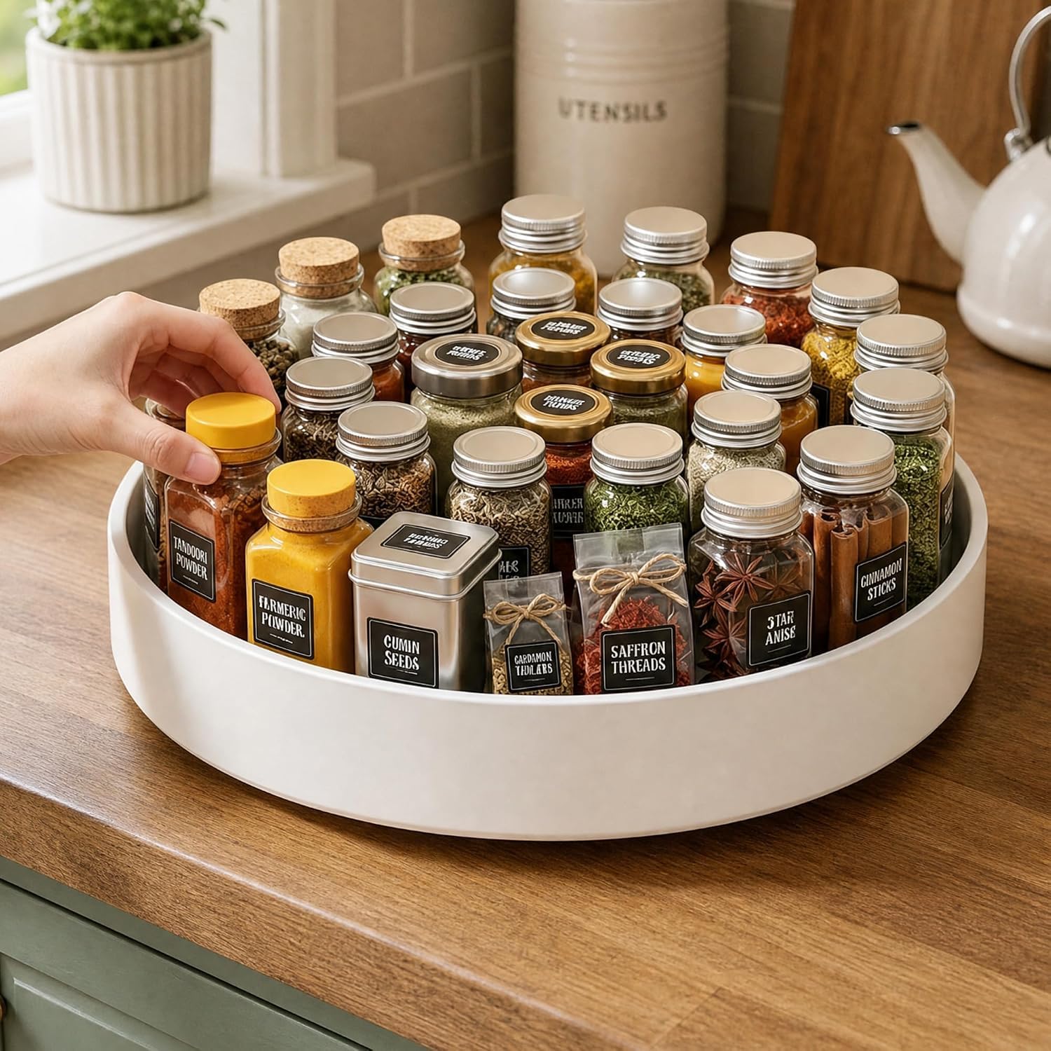 CTIME 11.8 inch lazy susan for refrigerator in use