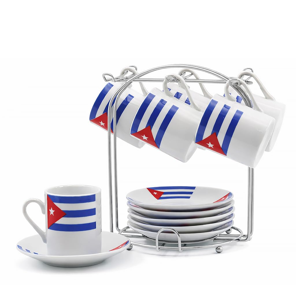 Cuban flag design on espresso cups