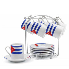 Cuban flag design on espresso cups