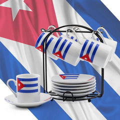 Cuban flag design on matching saucers