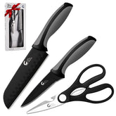 CuCut 6 inch Santoku and 4 inch paring knives in 3-Pcs set