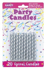 Culpitt Silver Spiral Cake Decorating Candles 20 pack