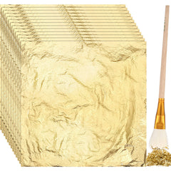Cunhill 100 Pcs Gold Leaf Sheets packaging with brush